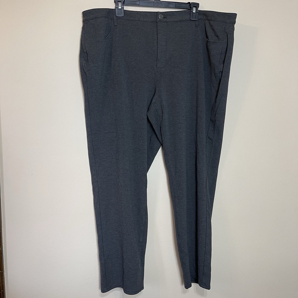 Talbots Womens 22W High-Rise Straight-Leg Pants Charcoal Gray Heather Stretch